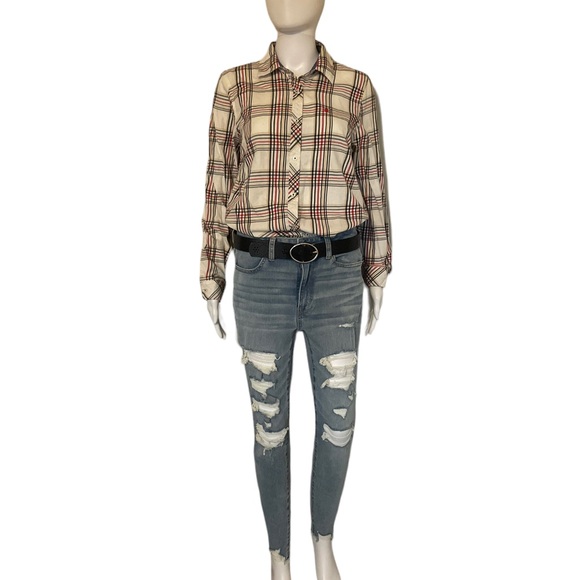 Izod women’s size medium button-down shirt plaid - Picture 6 of 11